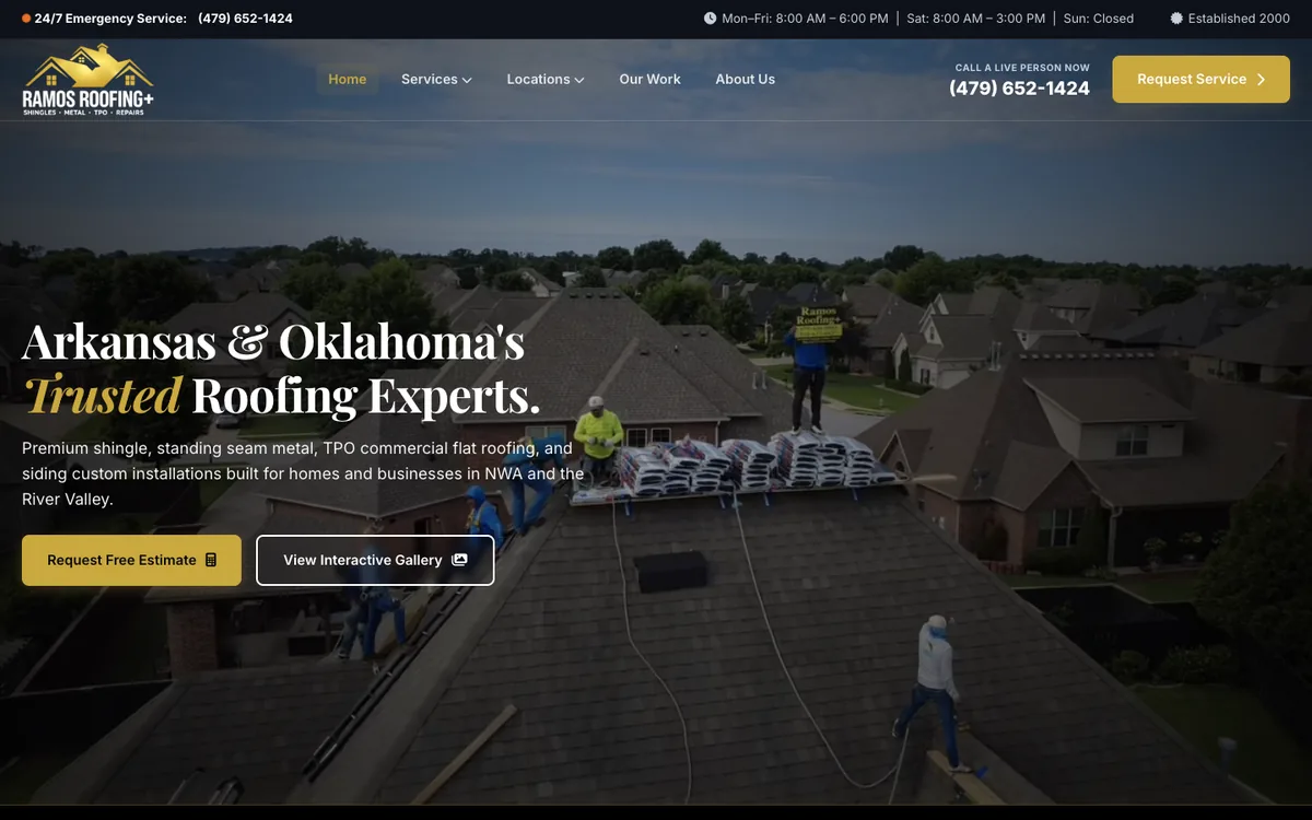 Ramos Roofing Plus homepage